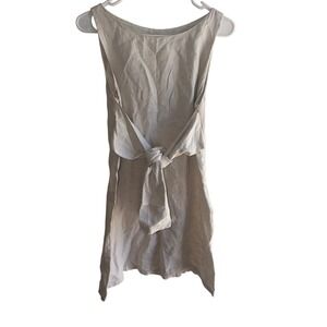 Jo No Fui Beige 100% Linen Tie Back Sleeveless Mini Dress Made in Italy Size 40